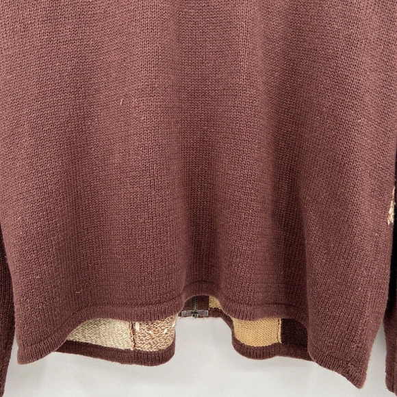 Vintage Designers Originals Zip Brown Leaf Embroidered Sweater Women's Medium - Picture 7 of 9